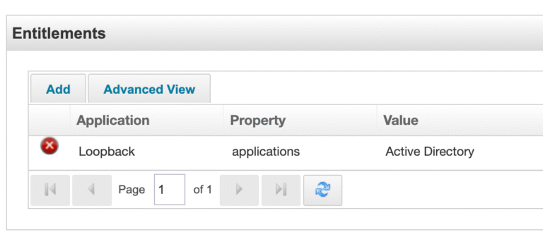 Loopback Connector entitlement to provision and de-provision an AD account