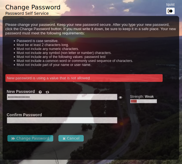 The user can then set their password according to your policy.
